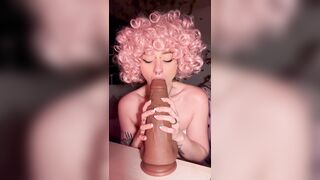 Crazy Slut Calamityshere Bizarre Blowjob With Huge Dildo