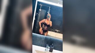 Swedish Sara Filming Herself In Mirror With BBC Strapon