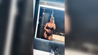 Swedish Sara Filming Herself In Mirror With BBC Strapon