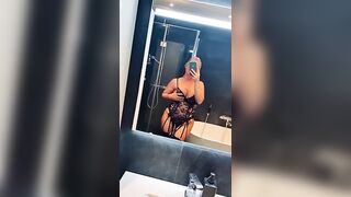 Swedish Sara Filming Herself In Mirror With BBC Strapon