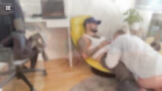 Swedish Blonde Milf Giving Blowjob While Husband Playing Fifa