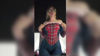 Kirstentoosweet Stripping nAnd Teasing In Spider Girl Cosplay