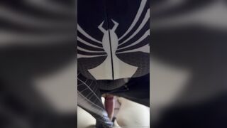 Finnish Misskultanen Spiderman Cosplay With Cumshot On Tits