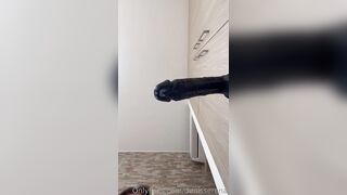 Denise Serena Soloing 2 Big Dildos In Bathroom