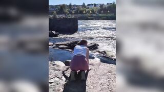 Norwegian Redhead Shows Her Big Ass In Public
