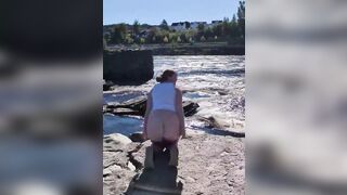 Norwegian Redhead Shows Her Big Ass In Public
