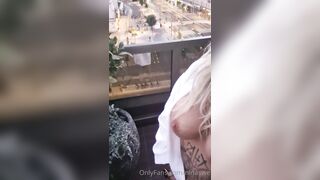 Swedish Milf Nina Sweden Shows Her Big Tits At Balcony