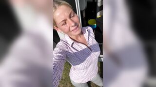 Jessie Striptease and Dildo Play Outdoors British Countryside