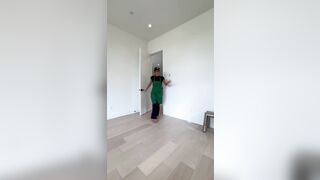 Arikytsya Wearing Starbucks Outfit Whie Getting Drilled
